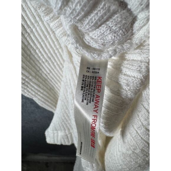 Free People Dress Women Large Ivory Pacific Maxi Side Slits Ribbed Collar Coasta - Picture 5 of 11